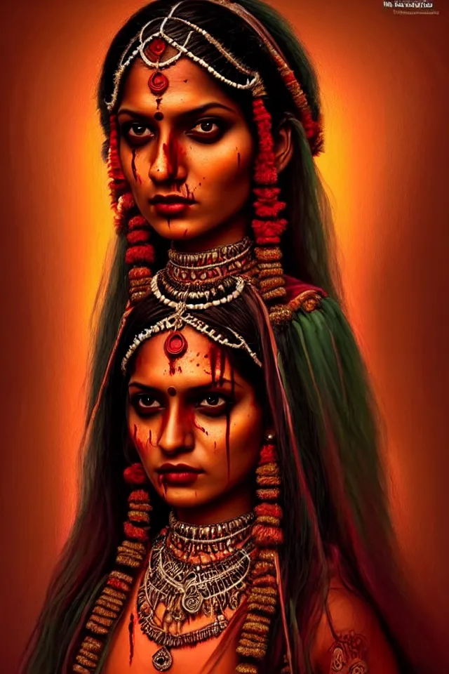 Image similar to epic professional digital art of beautiful indian 🧟♀👰♀, ambient lighting, painted, impressive, leesha hannigan, wayne haag, reyna rochin, ignacio rios, mark ryden, van herpen, best on artstation, cgsociety, wlop, pixiv, stunning, gorgeous, much wow, cinematic, masterpiece