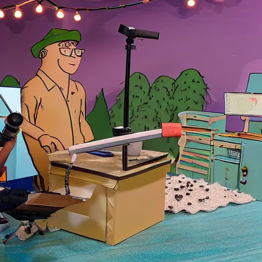 Image similar to a award winning closeup photo of a stopmotion animation filming set of bojack horseman