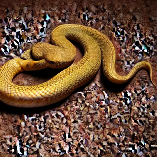 Image similar to a snake morphed with a chicken, high quality, octane render