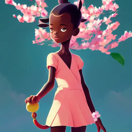 Prompt: body icon stylized minimalist an african girl in a pikatchu costume surrounded by cherry blossoms, loftis, cory behance hd by jesper ejsing, by rhads, makoto shinkai and lois van baarle, ilya kuvshinov, rossdraws, global illumination