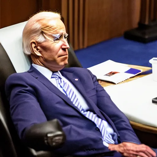 Image similar to joe Biden sleeping in a conference