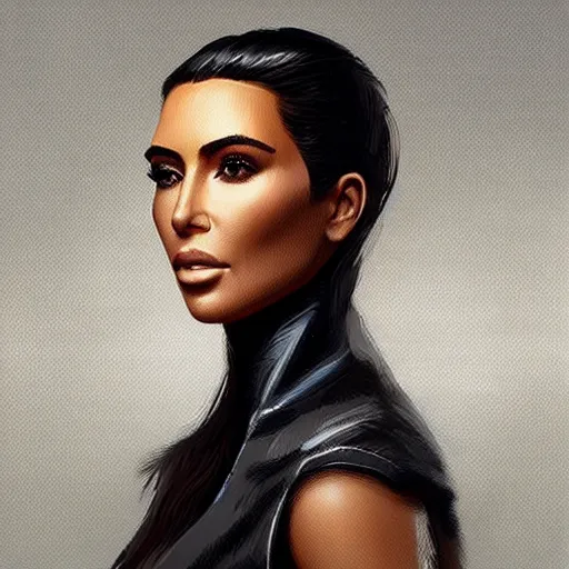 Prompt: “ portrait of kim kardashian by greg rutkowski, young, attractive, highly detailed portrait, scifi, digital painting, artstation, concept art, smooth, sharp foccus ilustration, artstation hq ”