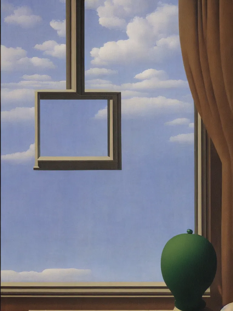 Image similar to the window by rene magritte, detailed painting, hd, hq, high resolution, high detail, 4 k, 8 k