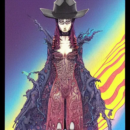 Image similar to original jean giraud digital art painting, pastel goth aesthetic, kawaii creepy, highly detailed, perfect proportions, highly intricate