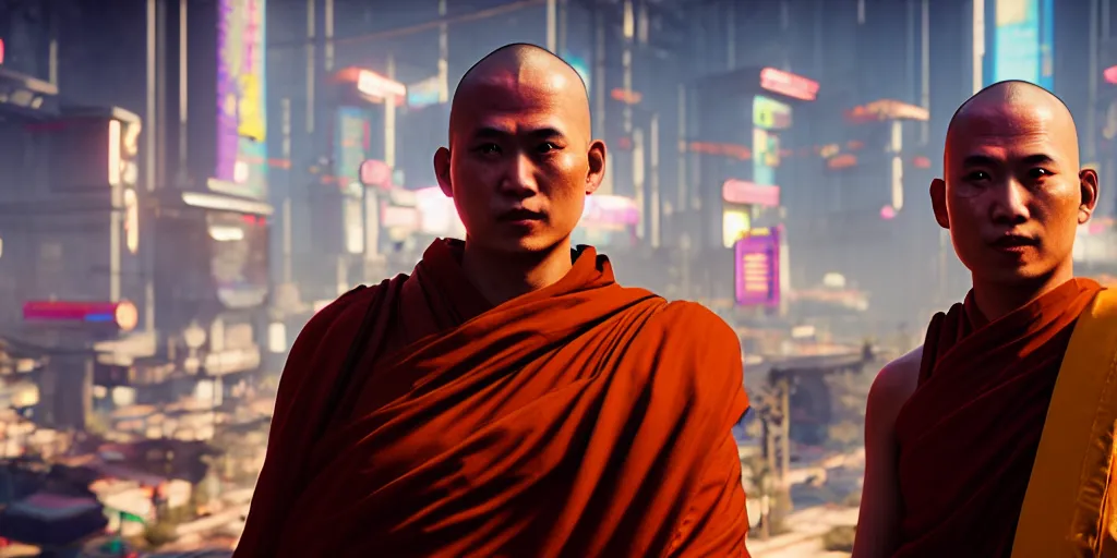 Prompt: Buddhist Monk in Cyberpunk 2077