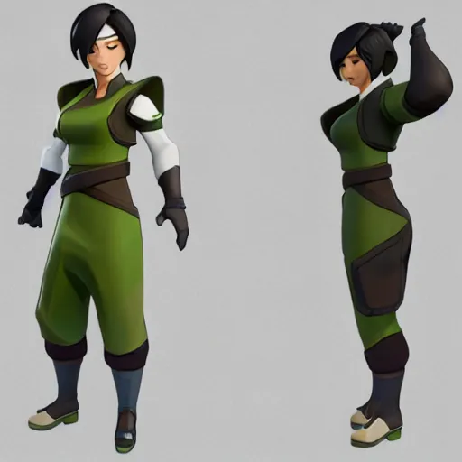 Image similar to toph beifong in fortnite, character render, full body shot, highly detailed, in game render