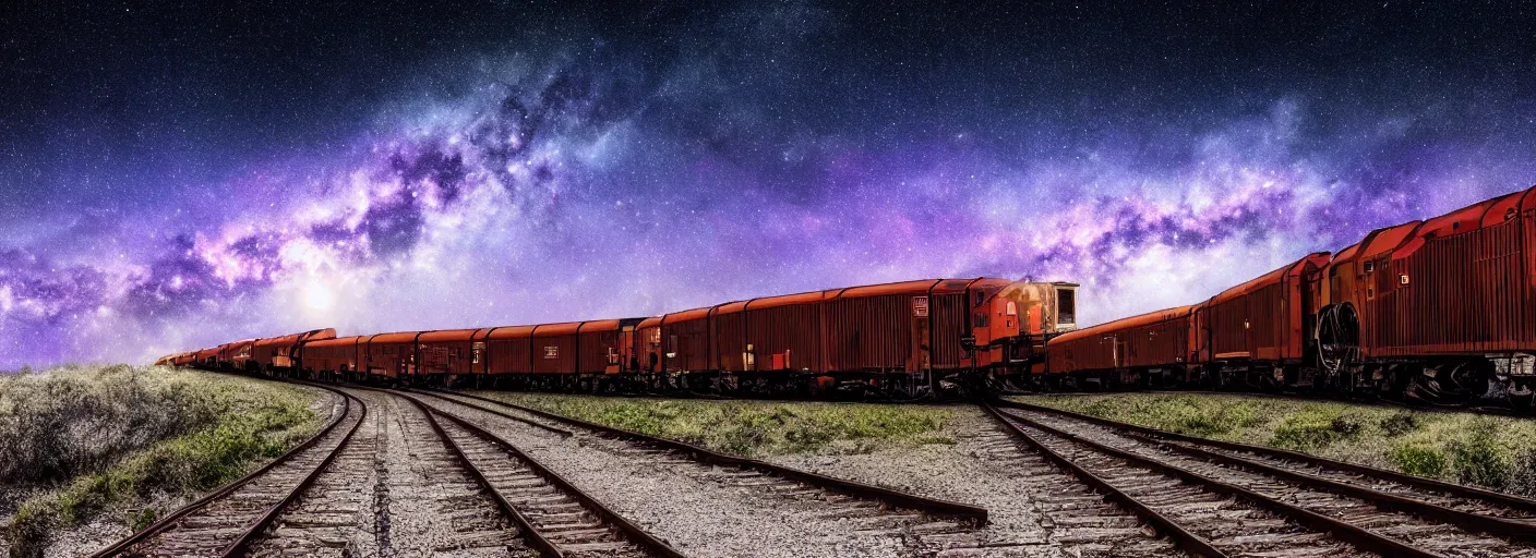 Prompt: long organic weird cronenberg rocket train mountain starry moonlit night sky, amazing wide landscape digital art 4k