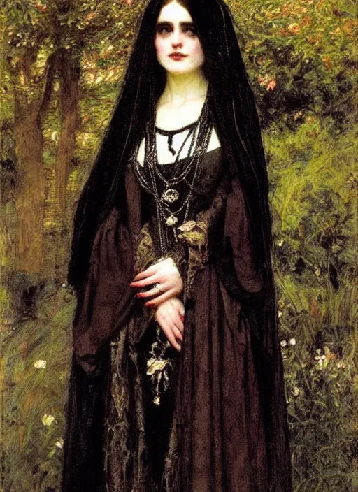 Image similar to ( ( gothic # ) ) princess portrait *. *. by edwin austin abbey * *, highly detailded