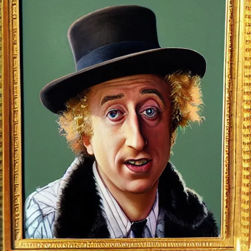 Image similar to a portrait painting of Gene Wilder. Painted by Norman Rockwell