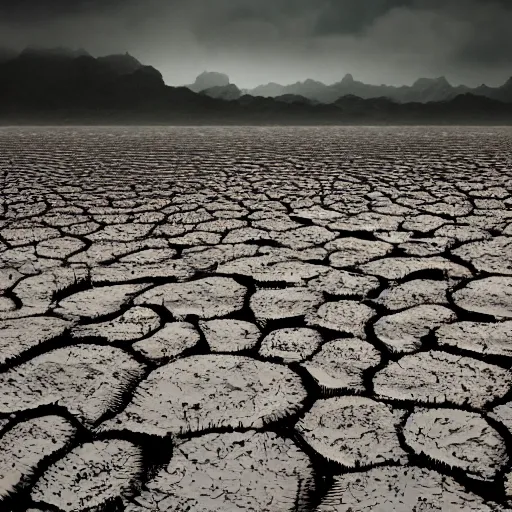 Prompt: a thousand eyeballs peeking through a sea of mud, epic landscapes, 4 k, 8 k