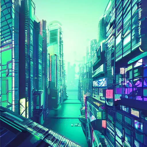 Image similar to “ paradise, cyberpunk art by vincent lefevre, behance contest winner, altermodern, cityscape, synthwave, matte painting ”