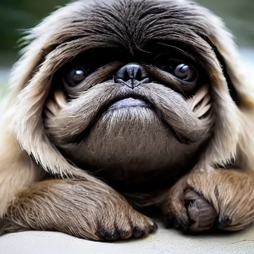 Image similar to an ewok that looks like a pug, national geographic photography