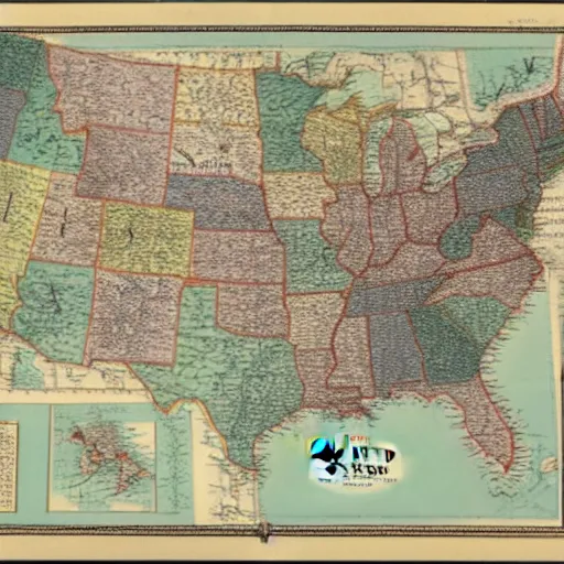 Prompt: Map resembling the United States