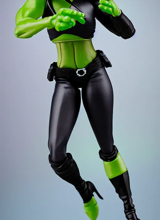 Image similar to Shego action figure from Masters of the Universe (1983), by Mattel, product photography, professional photography
