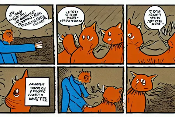 Image similar to a very intricate panel of the comic heathcliff starring heathcliff the orange cat, award - winning crisp details