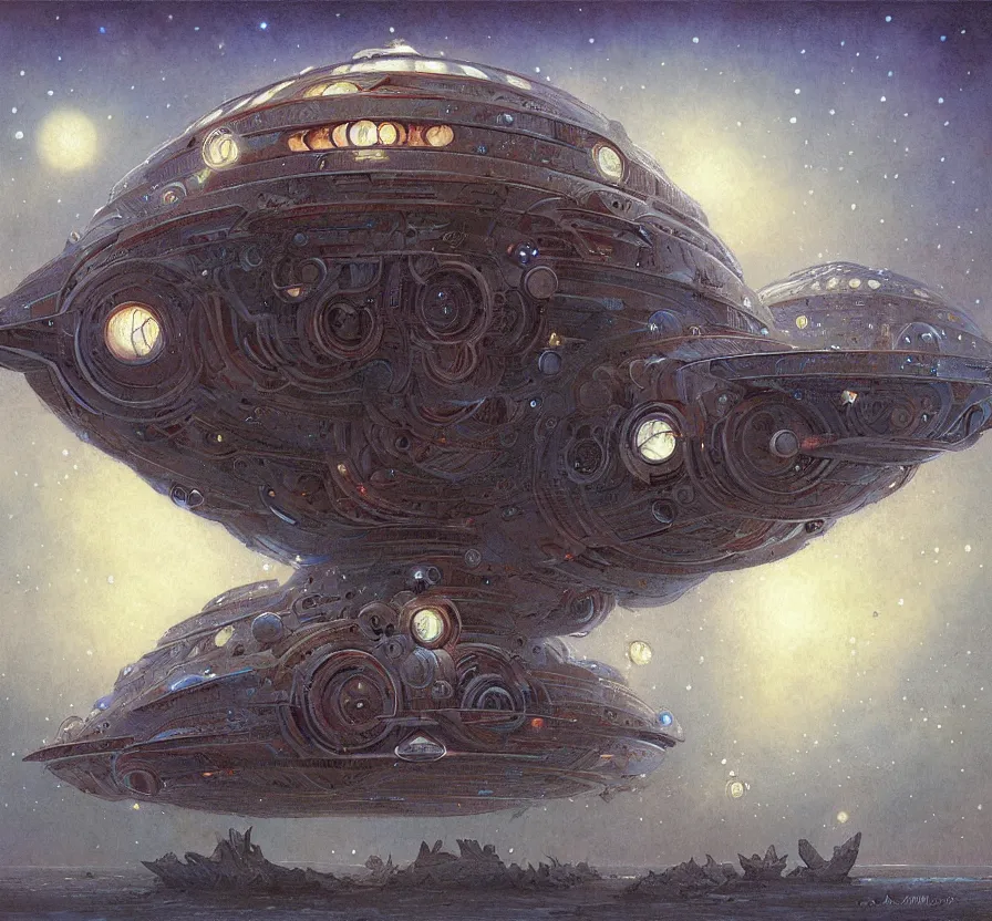 Image similar to symmetric mothership, by jean baptiste monge, paint