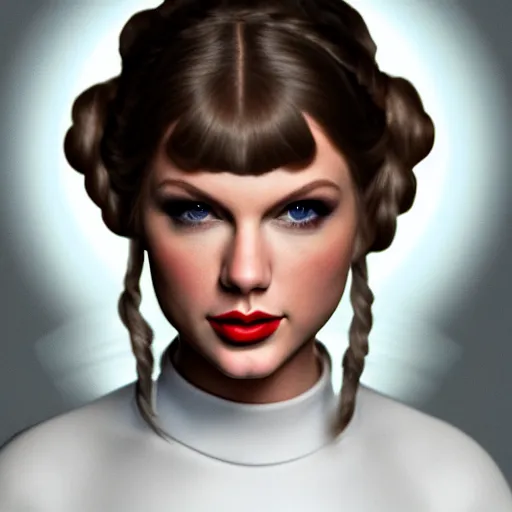 Image similar to Portrait of Taylor Swift as Princess Leia in Star Wars, professional digital painting, smooth, sharp focus, Unreal Engine 5, 8K