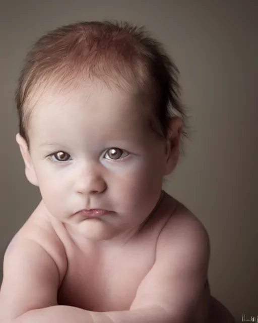 Image similar to annie leibovitz headshots of an adorable infant humanoid rabbit hybrid creature, 5 0 mm soft focus