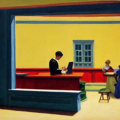 Prompt: caesar salad painted by edward hopper