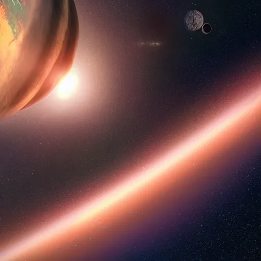 Image similar to planet in space, 4 k, highly detailed, cgsociety, trending on artstion, matte painting, concept art