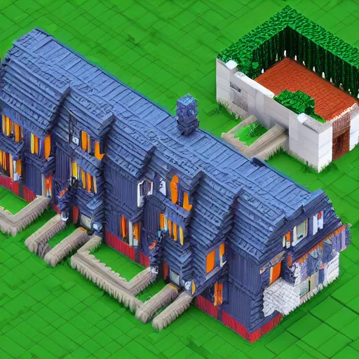 Image similar to high detailed voxel pixelated house, wow, 4 k