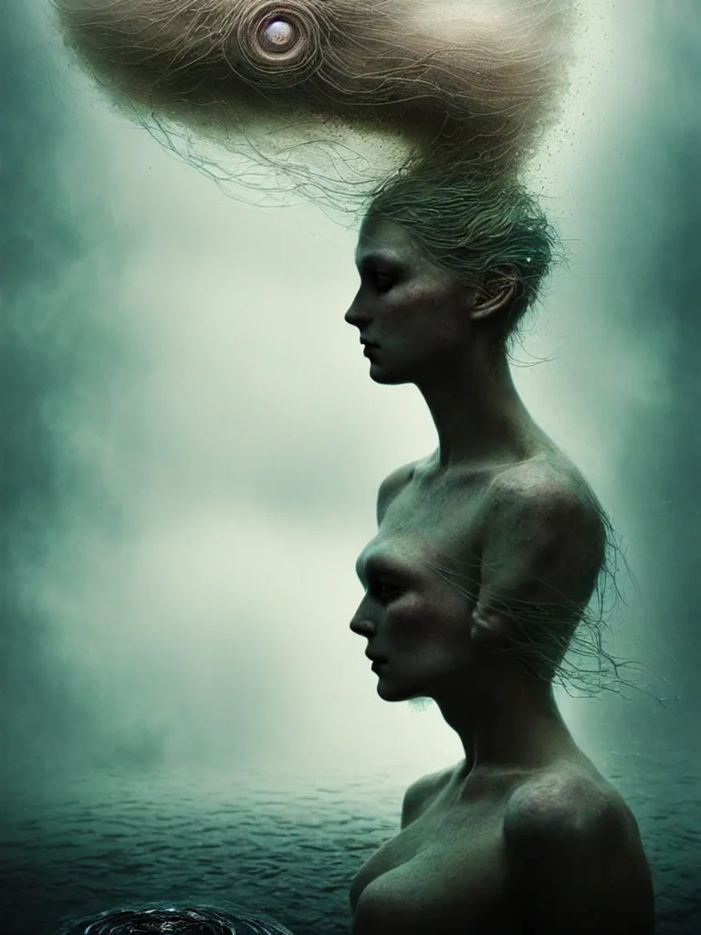 Prompt: kodak portra 4 0 0 fine art portrait by paolo roversi of a dystopian woman hybrid fluid water statue in a scenic dystopian environment, vortex hair floating in air, dreamy intricate, elegant, highly detailed, digital art, artstation, smooth, sharp focus, tomasz alen kopera, peter mohrbacher, donato giancola, dreamy colors