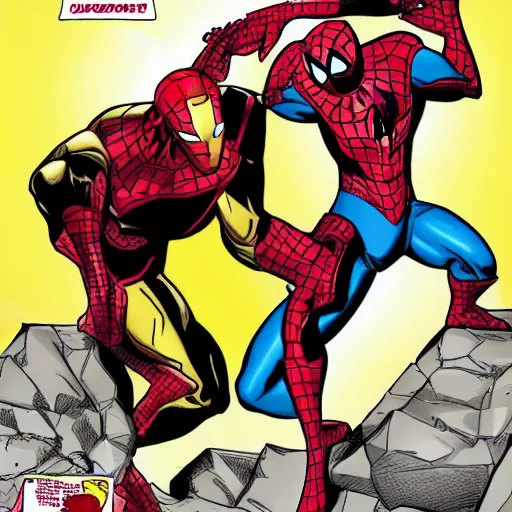 Image similar to iron man versus spider-man