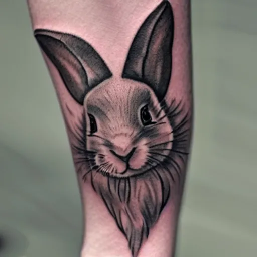 Image similar to a tattoo of a white rabbit