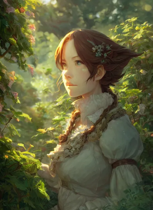 Image similar to a portrait of the emerald herald in the garden, intricate, tone mapped, ambient lighting, highly detailed, digital painting, artstation, concept art, sharp focus, by makoto shinkai and akihiko yoshida and hidari and wlop