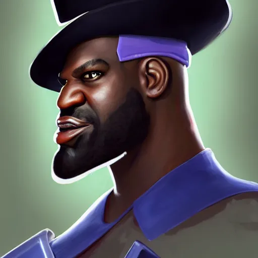 Image similar to pixar portrait painting of shaquille o'neal wearing a top hat and armor as an overwatch character, medium shot, asymmetrical, profile picture, organic painting, foggy day, matte painting, bold shapes, hard edges, street art, trending on artstation, by huang guangjian and gil elvgren and sachin teng