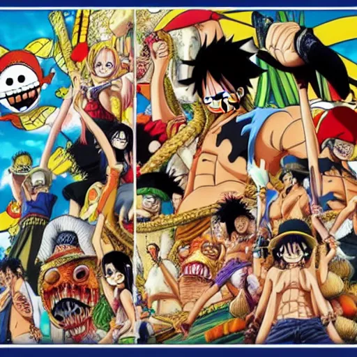 Prompt: one piece poster, 8 k uhd, 8 k uhd character details