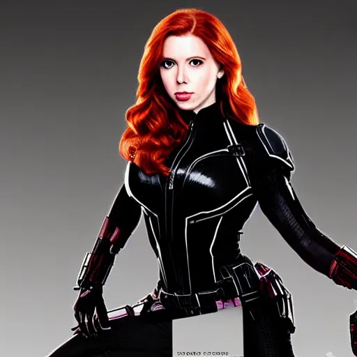 Image similar to A still photograph of Amouranth as Black Widow,