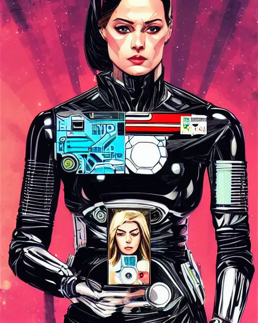 Image similar to portrait of a female android, by MARVEL comics and Sandra Chevrier