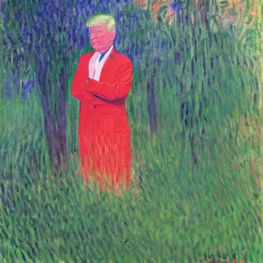 Image similar to Trump playing Hide-and-Go-Seek, portrait by Monet