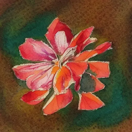 Prompt: a water colour painting of a flower in davinci style