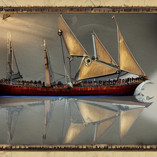 Prompt: george clooney captain of a sailing ship steampunk fantasy hyper detailed concept art