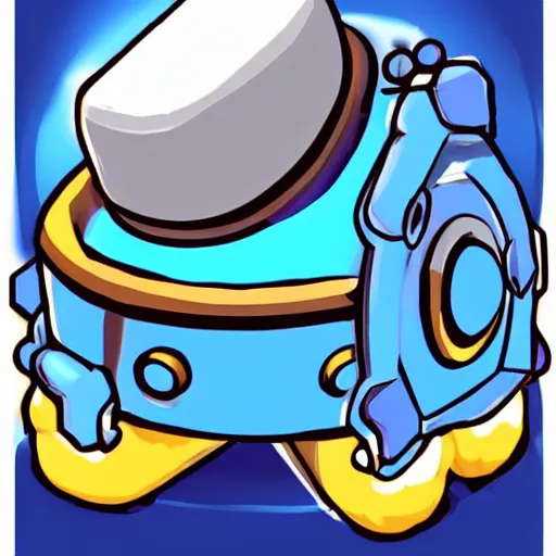 Prompt: a cute chubby cannon, stylized, hand painted, digital art, blue scheme, mobile game