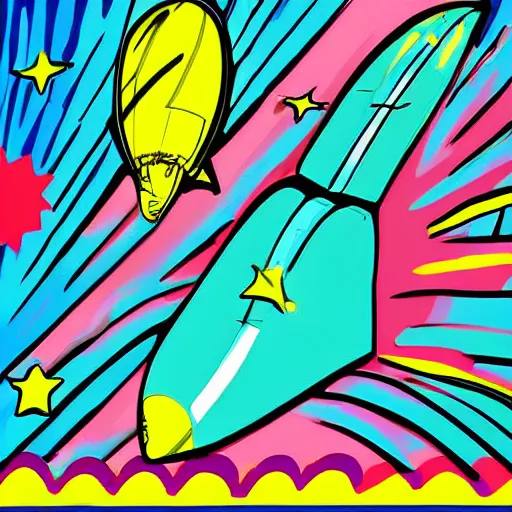 Image similar to space ship, pop art