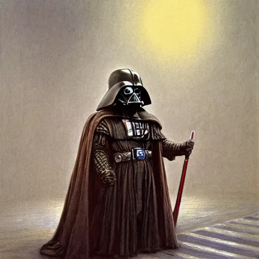 Prompt: darth vador as a dwarf in the lords of the rings by Alan Lee. mate painting, 4k, 8k