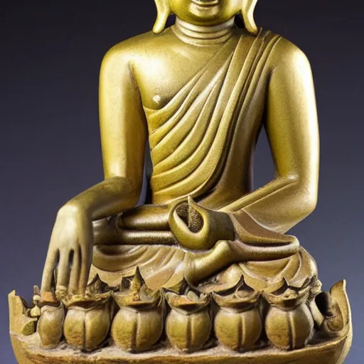 Image similar to a buddhist statue with the face of dave chizzy chisnall