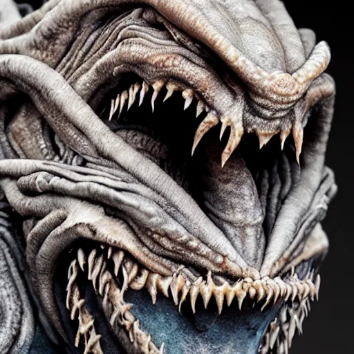 Prompt: photo taken of an epic intricate, ultra detailed, super realistic gritty, terrifying, lifelike sculpture of a nightmarish siren creature design created by weta workshop, zoomed in shots, photorealistic, sharp focus, white wall coloured workshop, cold colour temperture, f 0. 4, face centred