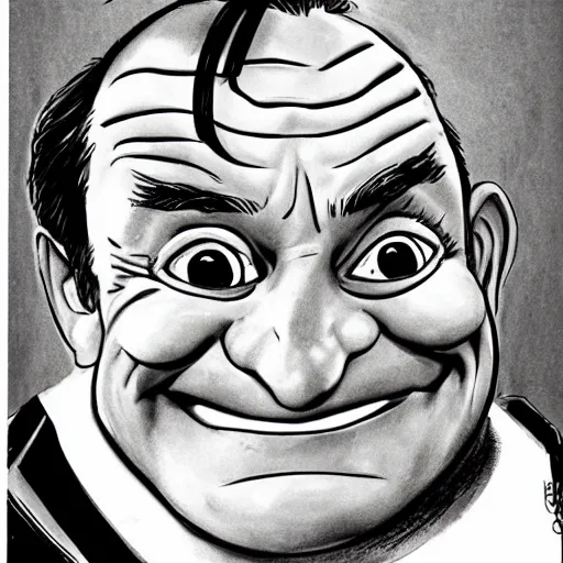 Image similar to a caricature portrait of Robin Williams drawn by Mort Drucker Mad Magazine