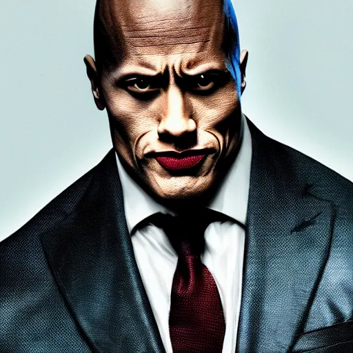 Image similar to Dwayne Johnson as the joker Marvel 4K detail