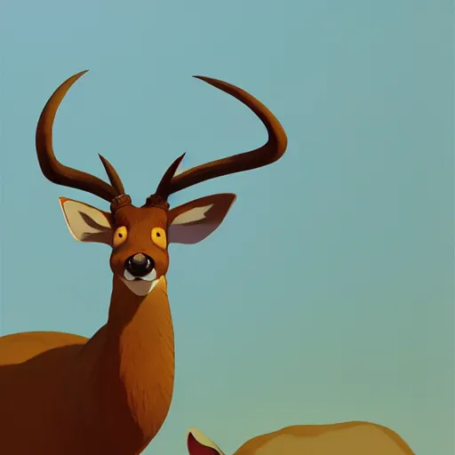 Image similar to goro fujita ilustration a majestic big and powerful deer by goro fujita, painting by goro fujita, sharp focus, highly detailed, artstation