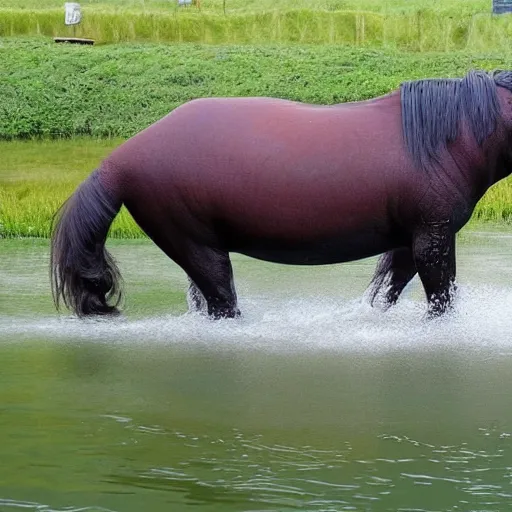 Image similar to photo of a horse manatee hybrid