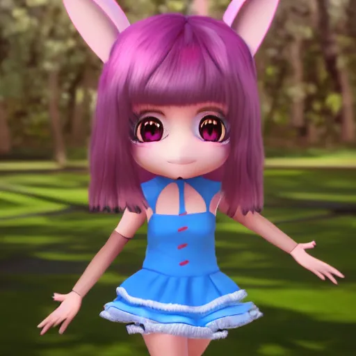 Prompt: original chibi bunny girl rendered 3d, unreal engine, ray traced, octane render