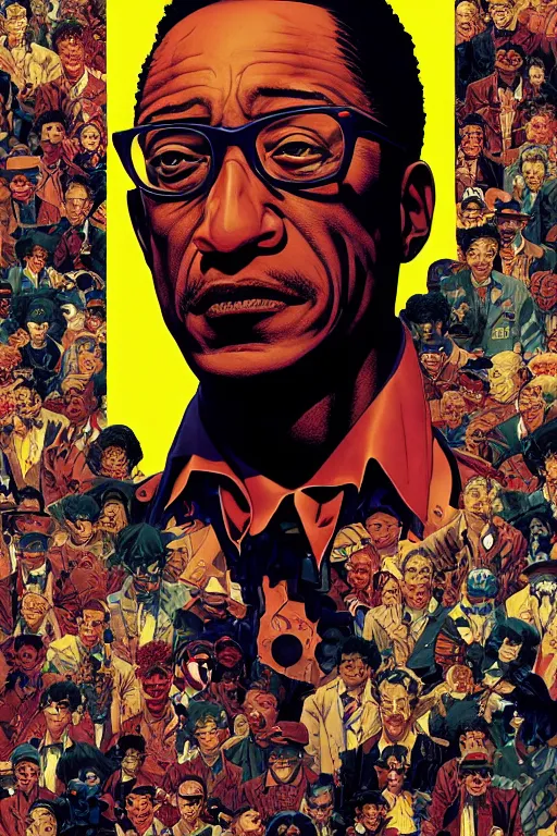 Image similar to poster of gustavo fring, by yoichi hatakenaka, masamune shirow, josan gonzales and dan mumford, ayami kojima, takato yamamoto, barclay shaw, karol bak, yukito kishiro