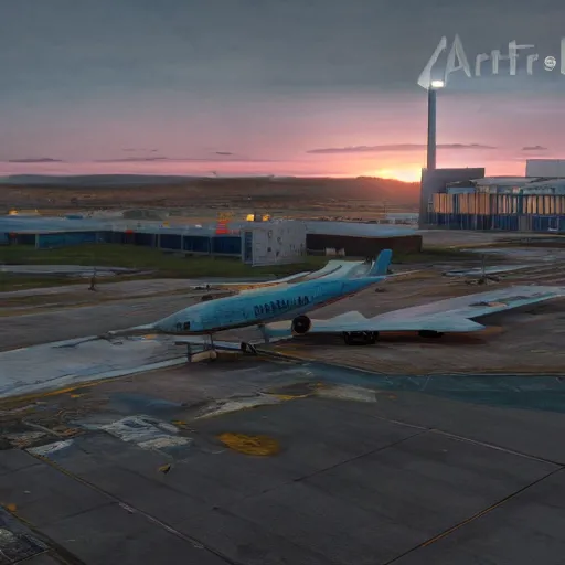 Image similar to photo of a 8k ultra realistic abandoned airport with hundreds of planes, planes, wreck, jets, sunset, cinematic lighting, trending on artstation, enreal engine 5, masterpiece, concept art