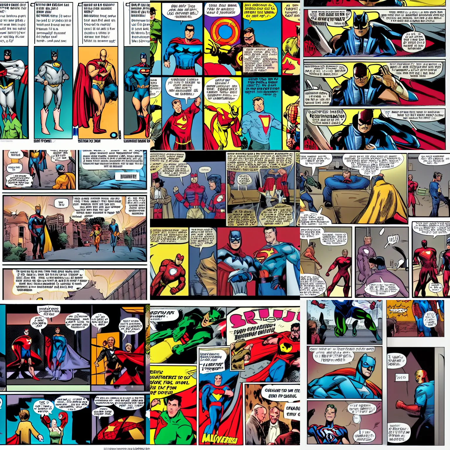 Prompt: dynamic superhero comic book panel references