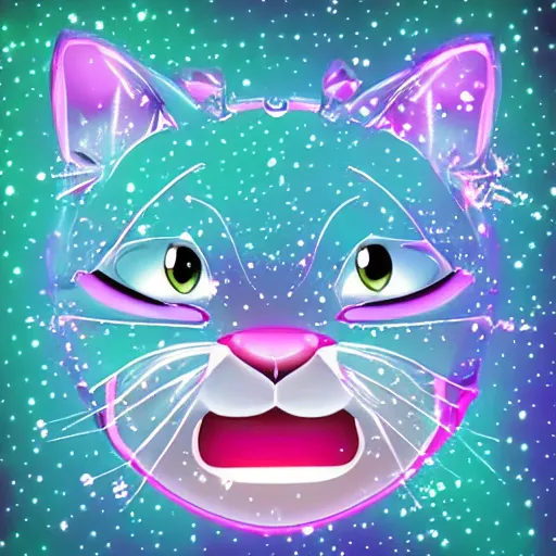 Prompt: crystal cat, emoji style